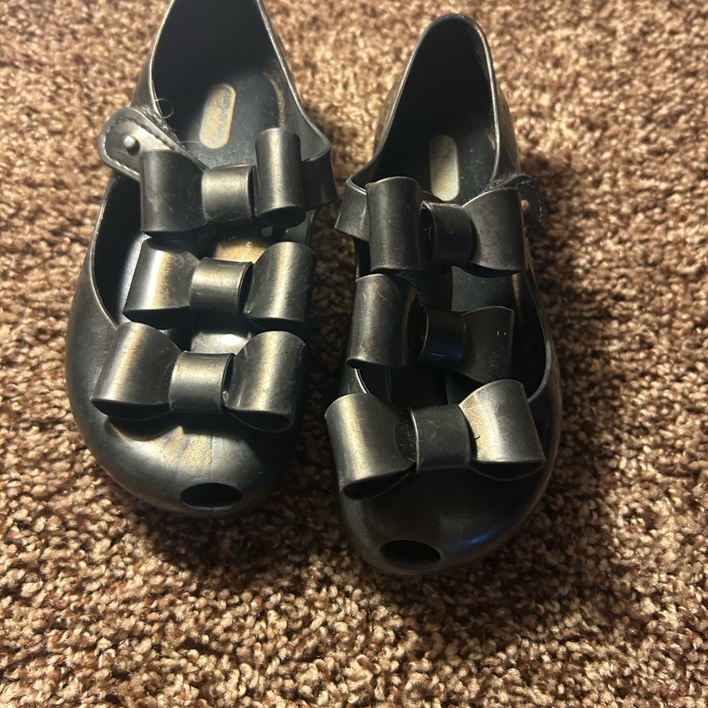 Mini Melissa Black Dress Shoes with Bows